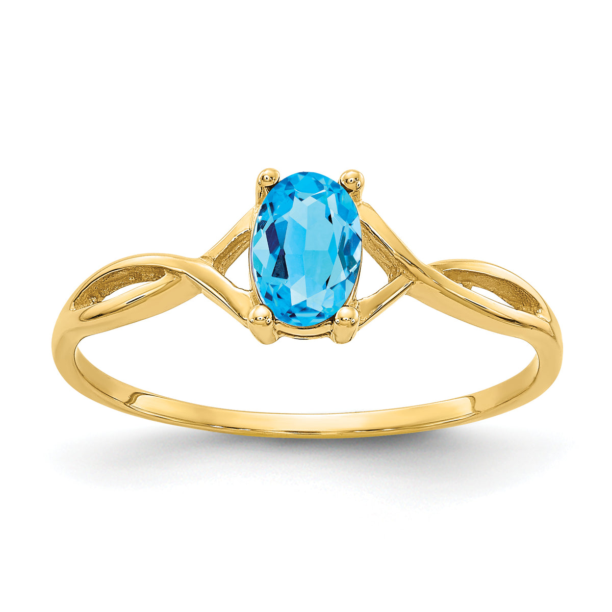 Gemstone Birthstone Ring - 14k Yellow Gold / Topaz (Swiss Blue)