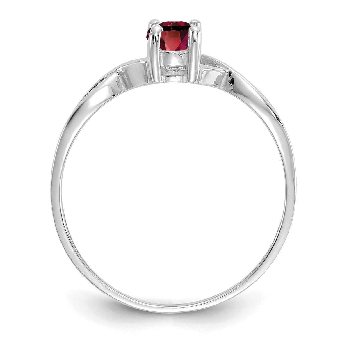 Gemstone Birthstone Ring - 14k White Gold / Garnet