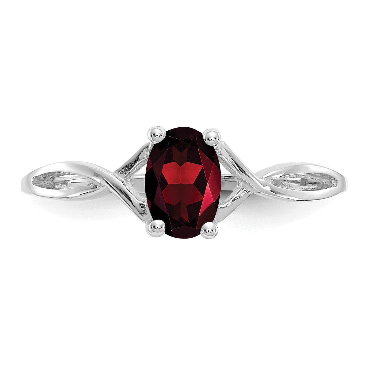 Gemstone Birthstone Ring - 14k White Gold / Garnet