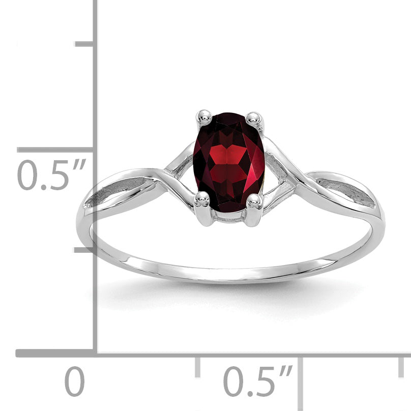 Gemstone Birthstone Ring - 14k White Gold / Garnet