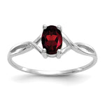 Gemstone Birthstone Ring - 14k White Gold / Garnet