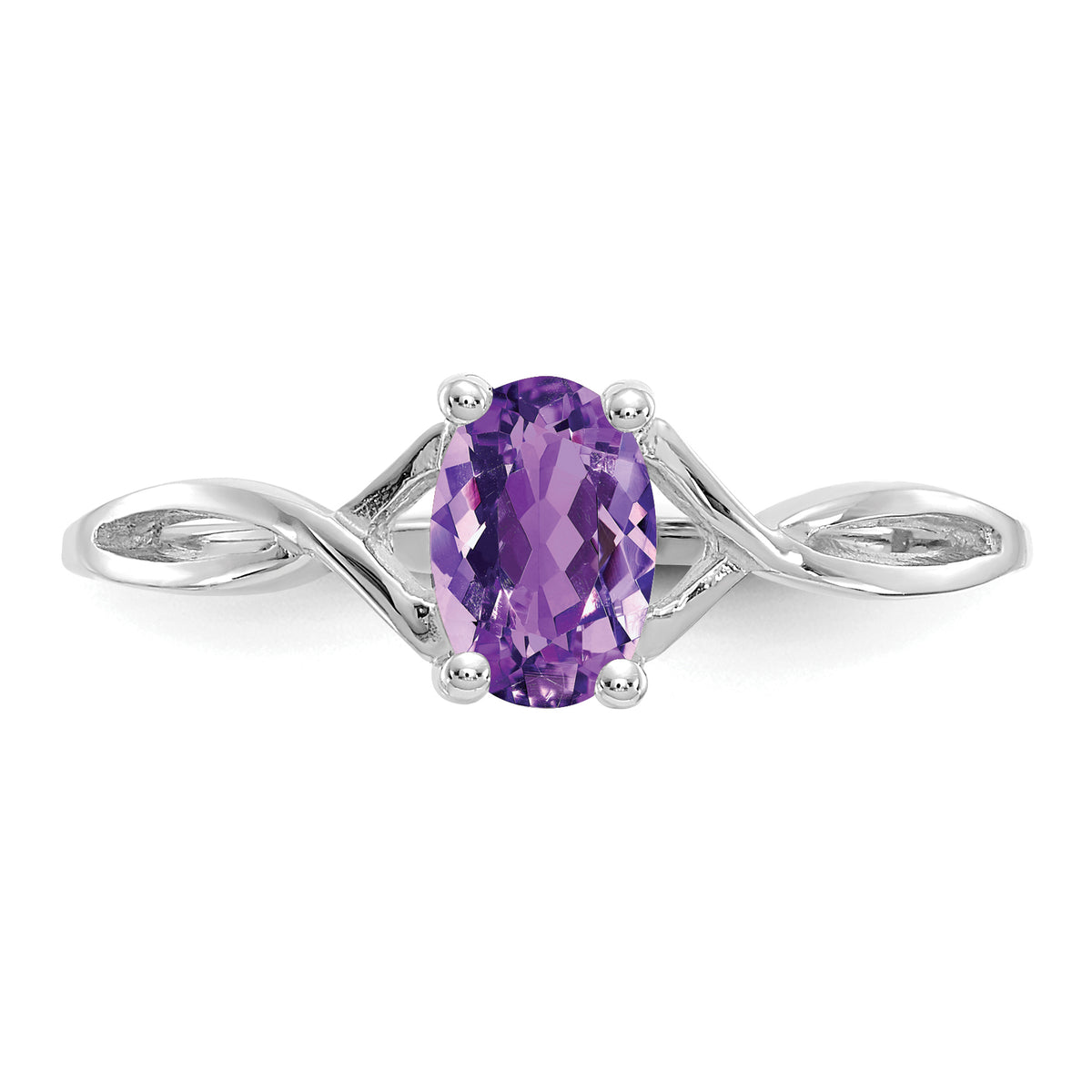 Gemstone Birthstone Ring - 14k White Gold / Amethyst