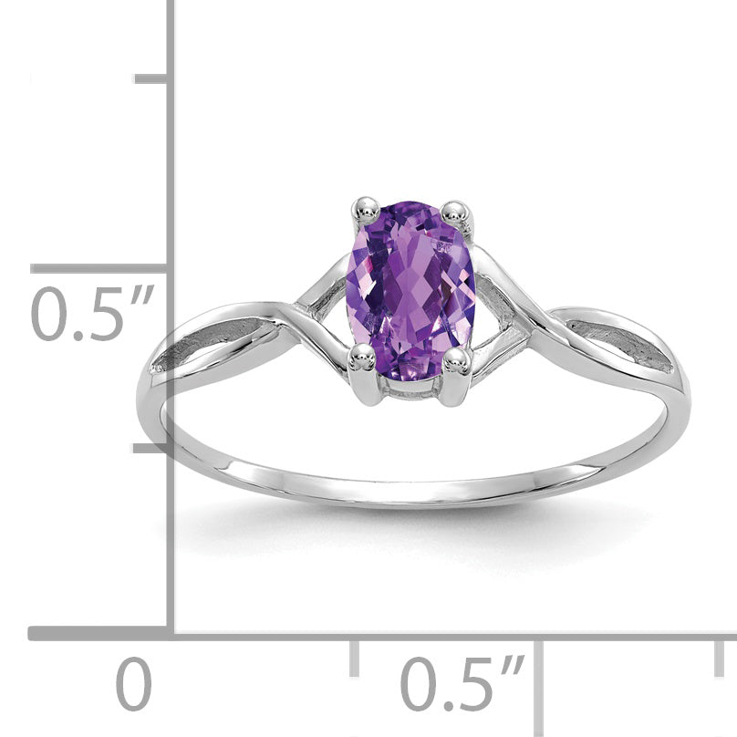 Gemstone Birthstone Ring - 14k White Gold / Amethyst