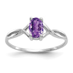 Gemstone Birthstone Ring - 14k White Gold / Amethyst