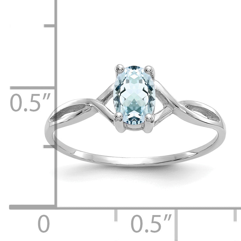 Gemstone Birthstone Ring - 14k White Gold / Aquamarine