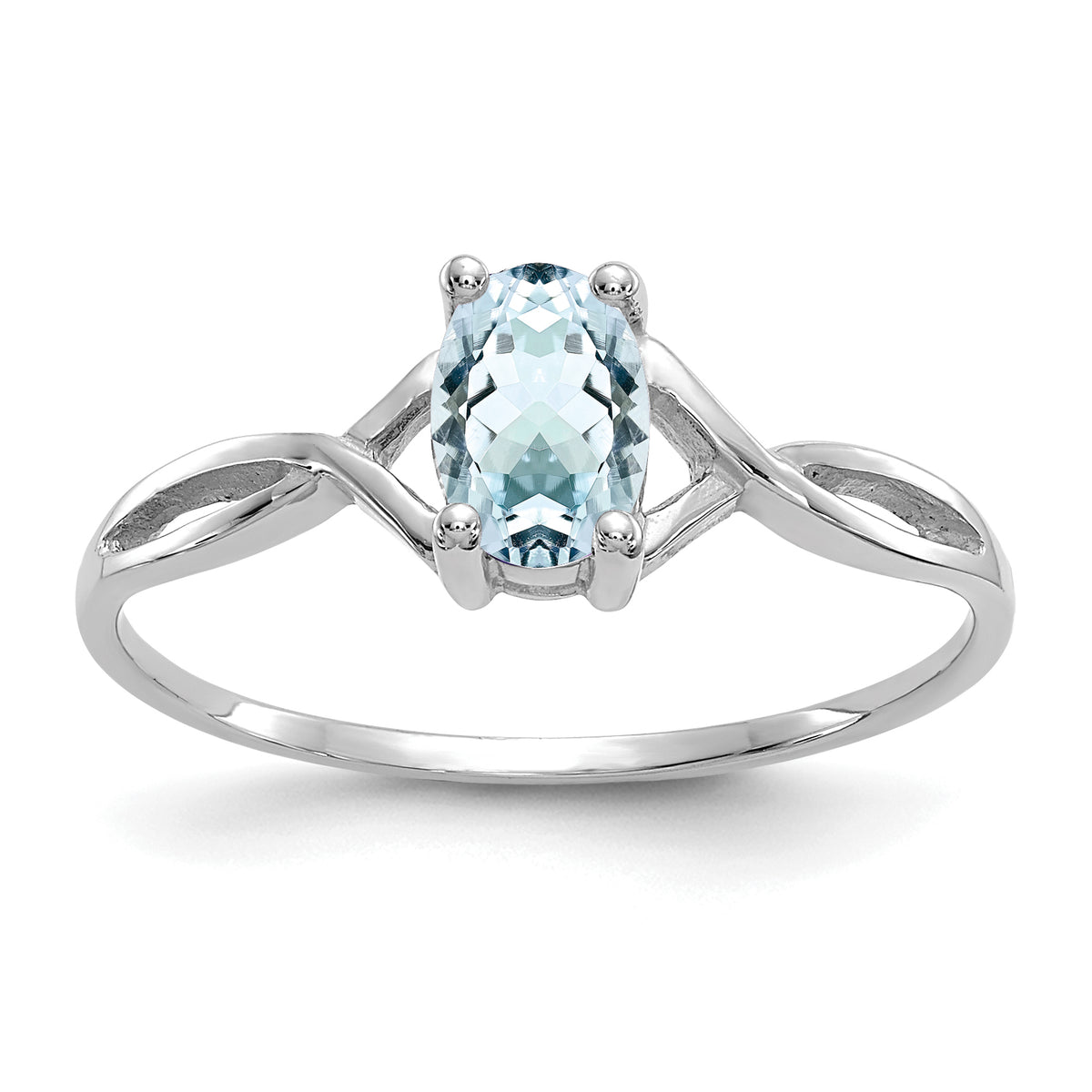 Gemstone Birthstone Ring - 14k White Gold / Aquamarine