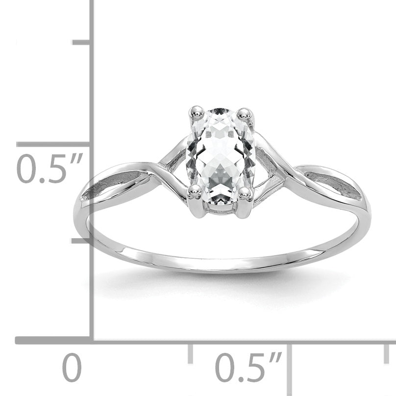 Gemstone Birthstone Ring - 14k White Gold / Topaz (White)
