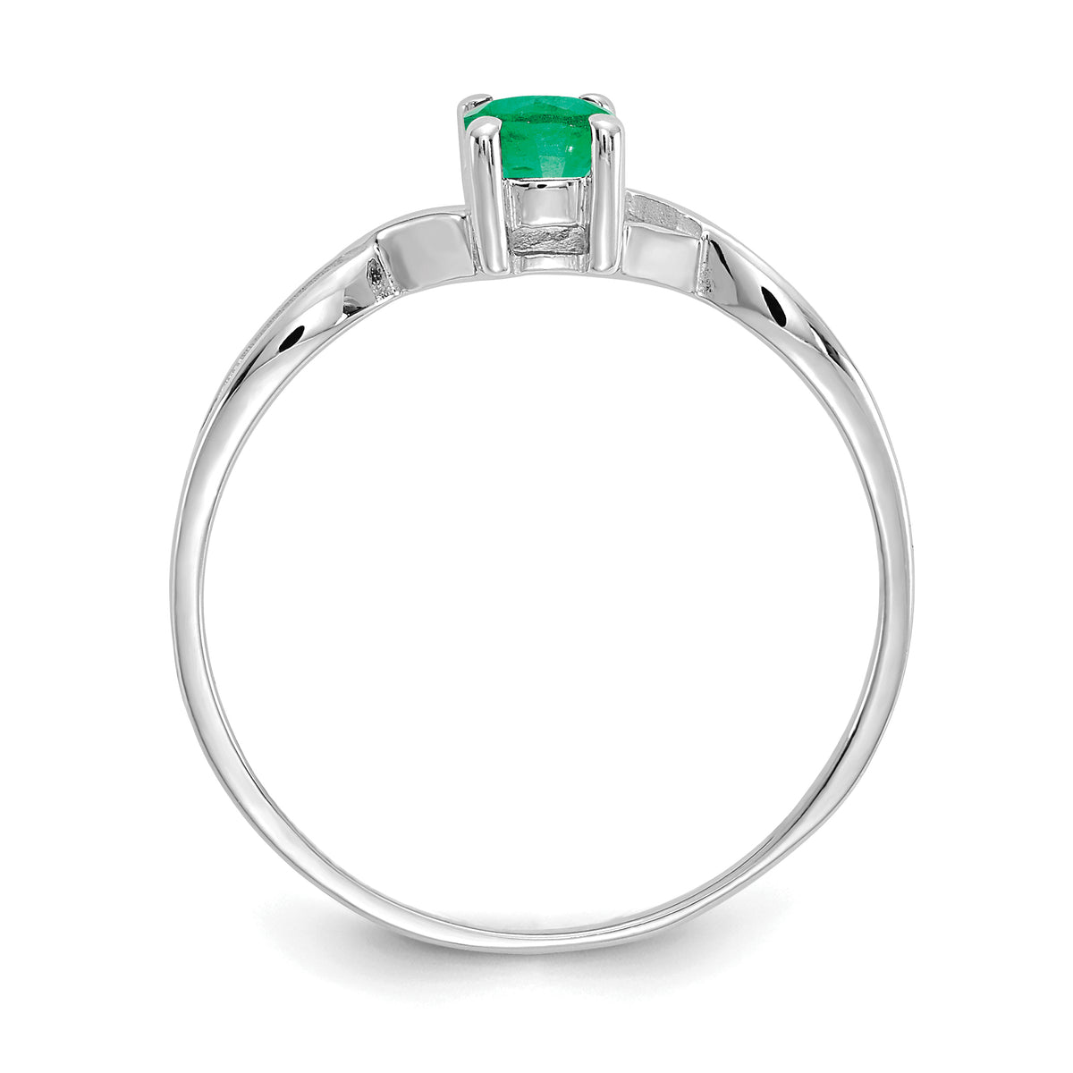 Gemstone Birthstone Ring - 14k White Gold / Emerald