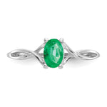 Gemstone Birthstone Ring - 14k White Gold / Emerald