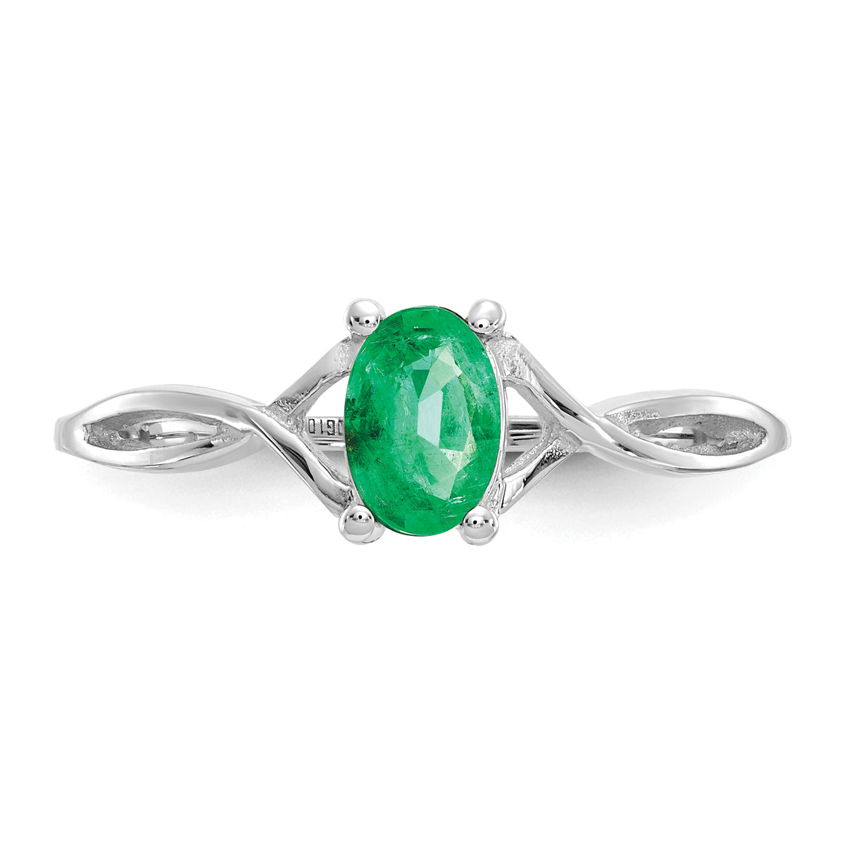 Gemstone Birthstone Ring - 14k White Gold / Emerald