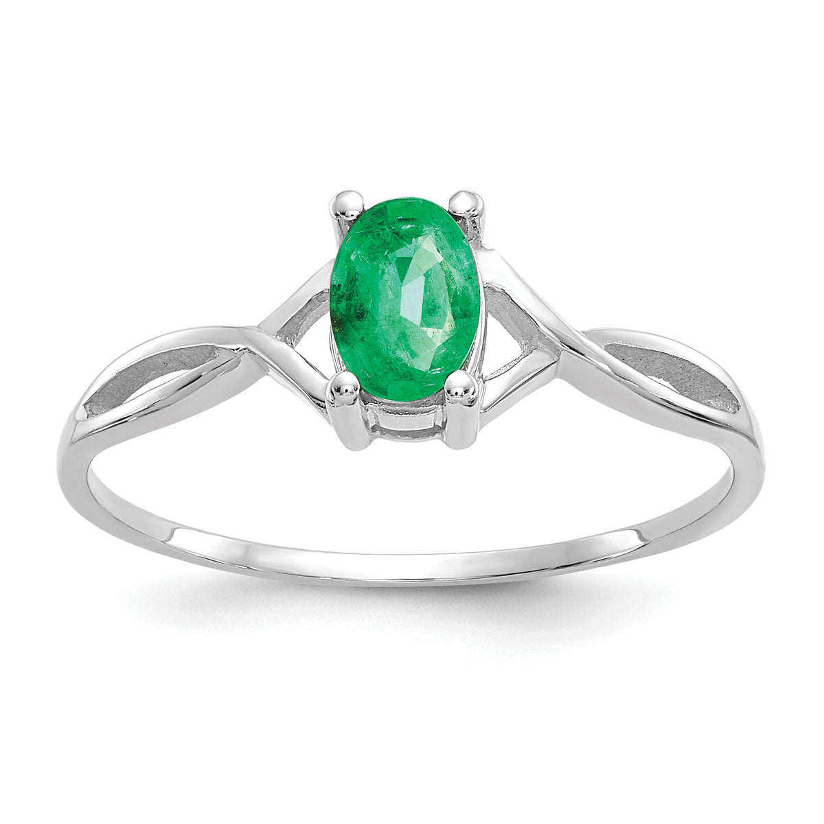 Gemstone Birthstone Ring - 14k White Gold / Emerald