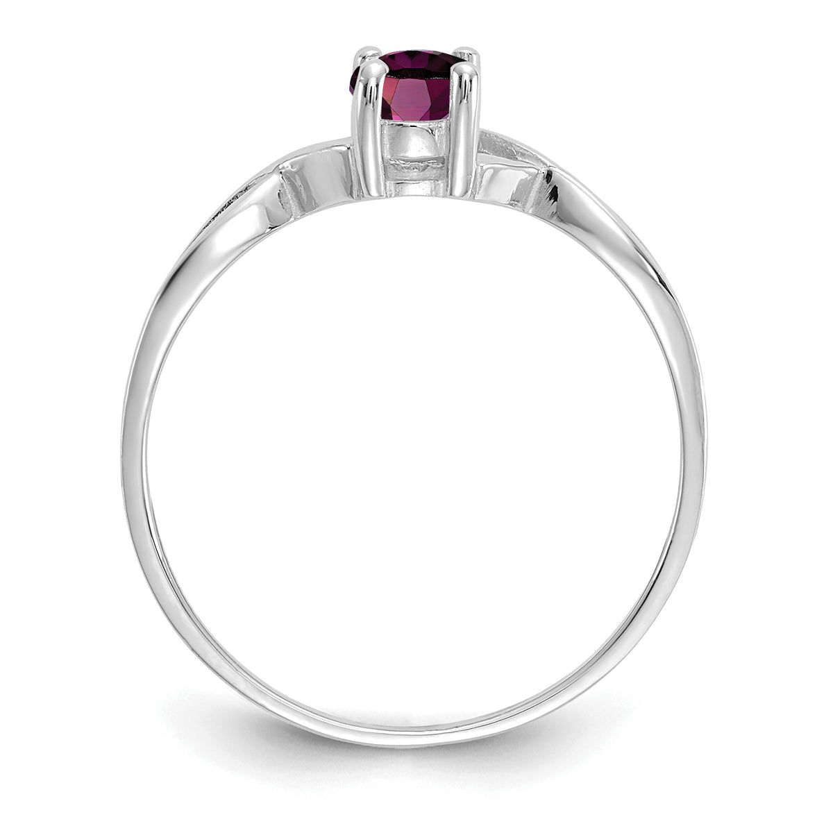 Gemstone Birthstone Ring - 14k White Gold / Garnet (Rhodolite)