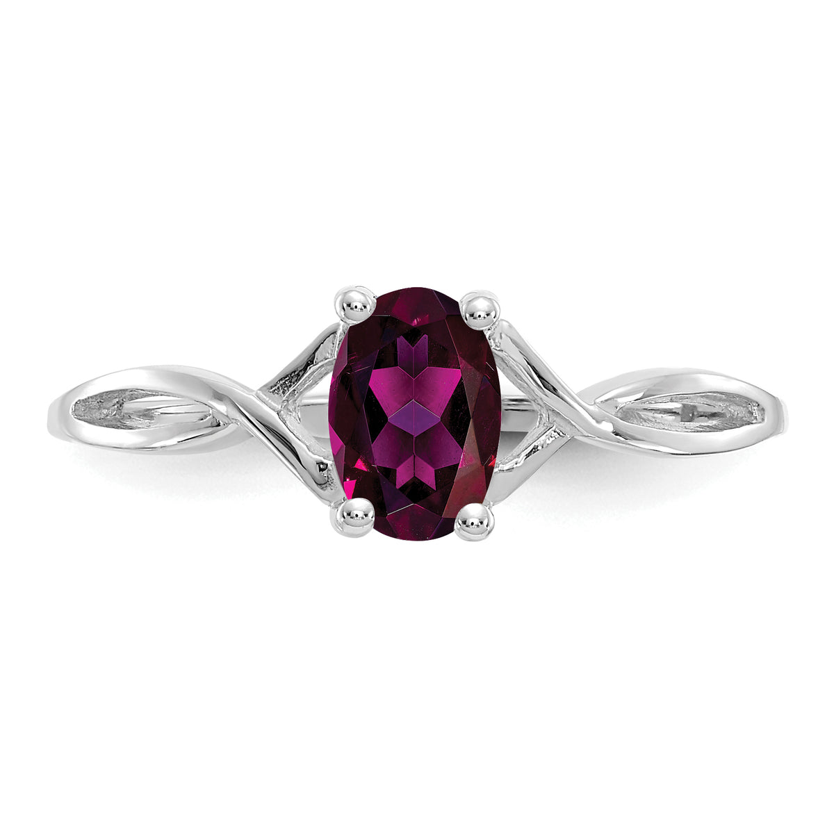 Gemstone Birthstone Ring - 14k White Gold / Garnet (Rhodolite)