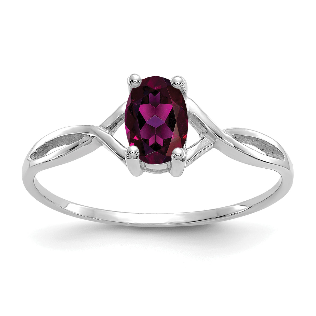 Gemstone Birthstone Ring - 14k White Gold / Garnet (Rhodolite)
