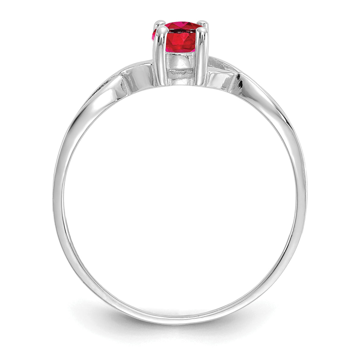 Gemstone Birthstone Ring - 14k White Gold / Ruby