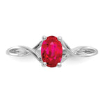 Gemstone Birthstone Ring - 14k White Gold / Ruby