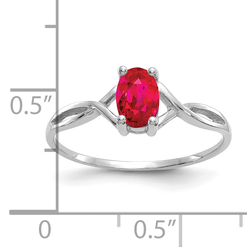 Gemstone Birthstone Ring - 14k White Gold / Ruby