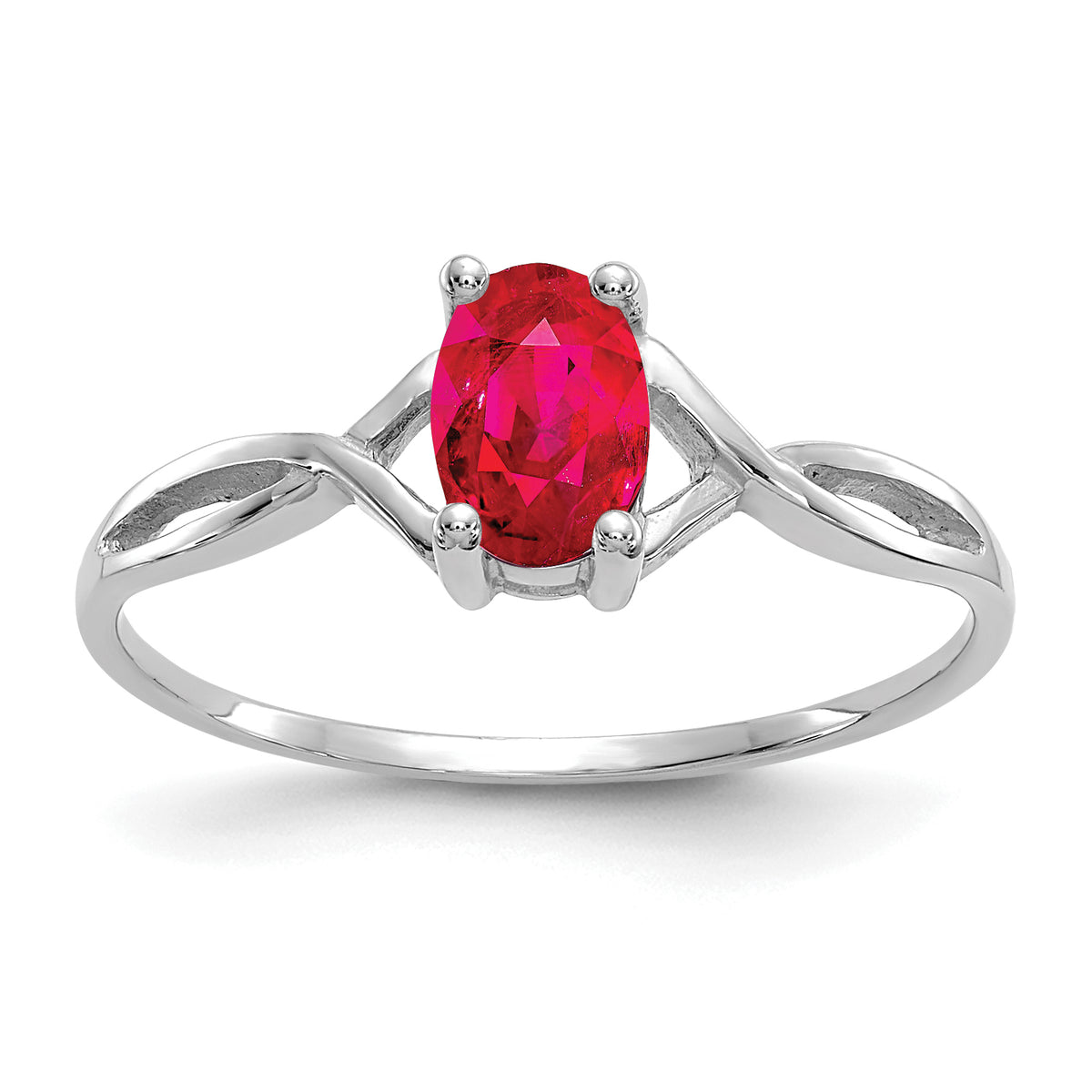 Gemstone Birthstone Ring - 14k White Gold / Ruby