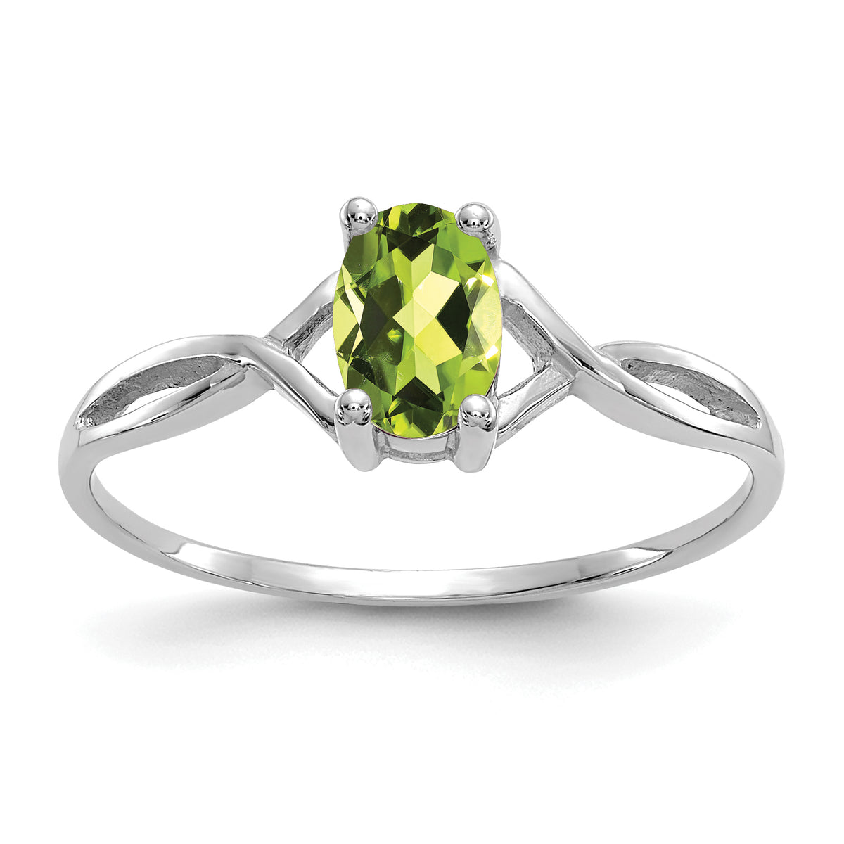 Gemstone Birthstone Ring - 14k White Gold / Peridot