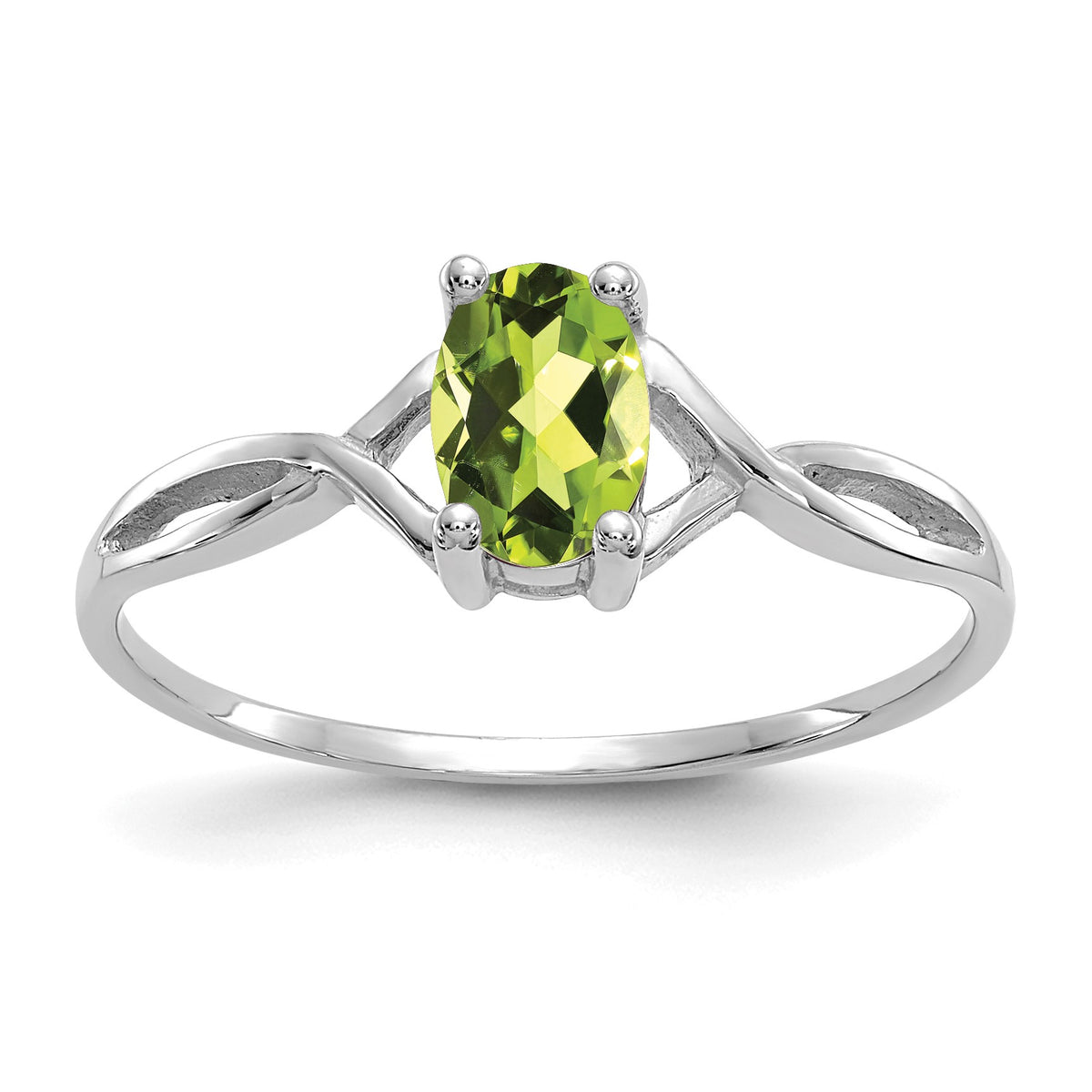 Gemstone Birthstone Ring - 14k White Gold / Peridot