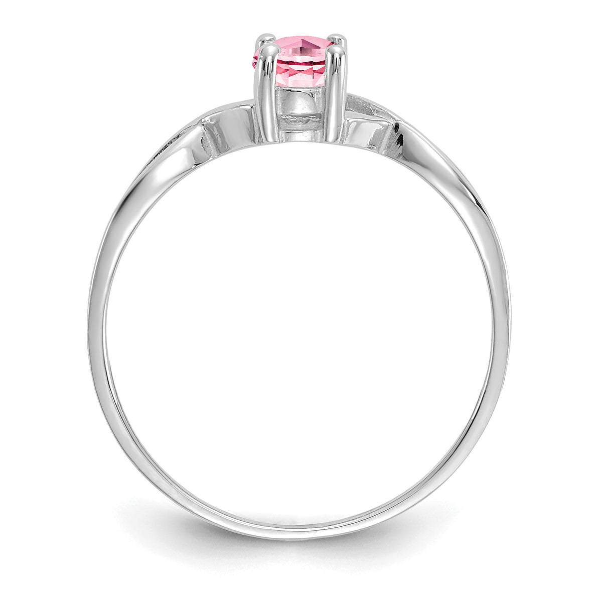 Gemstone Birthstone Ring - 14k White Gold / Tourmaline (Pink)