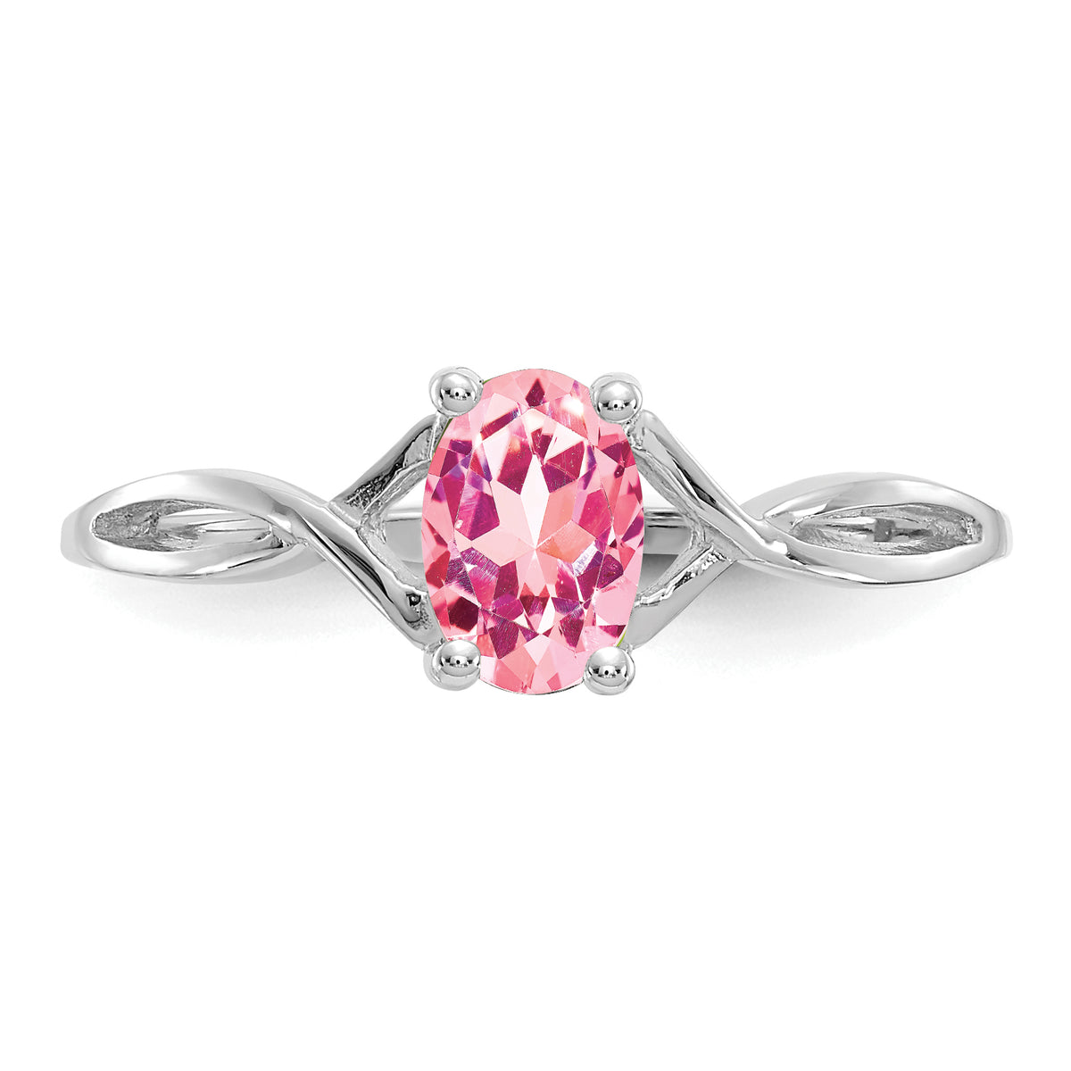 Gemstone Birthstone Ring - 14k White Gold / Tourmaline (Pink)
