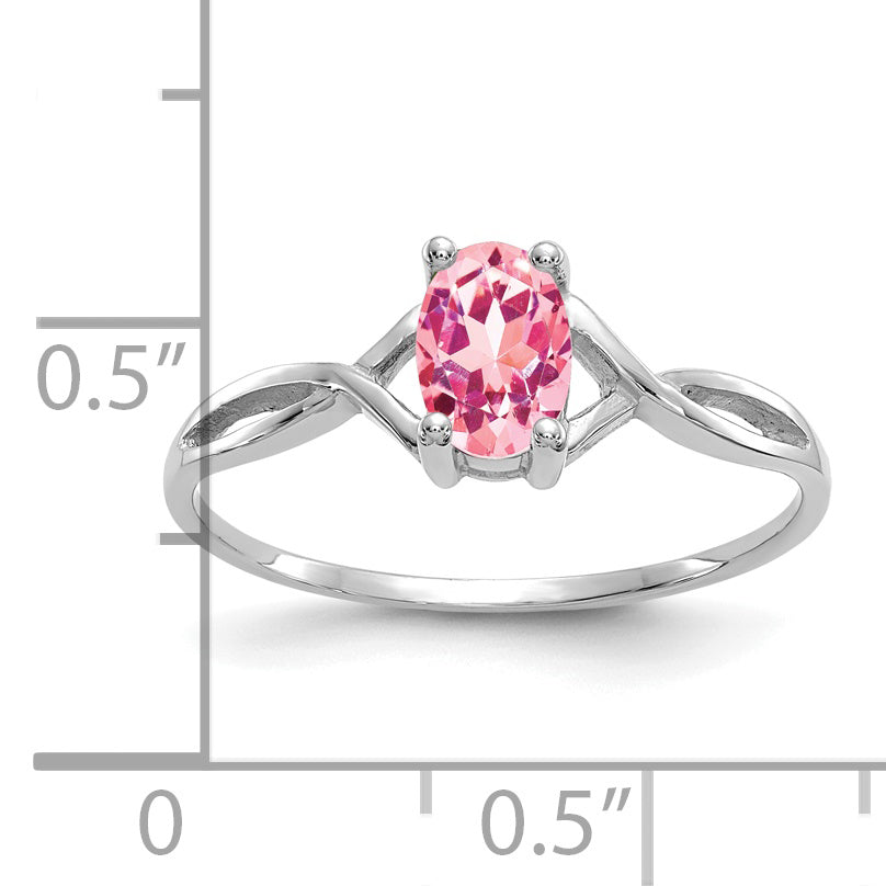 Gemstone Birthstone Ring - 14k White Gold / Tourmaline (Pink)