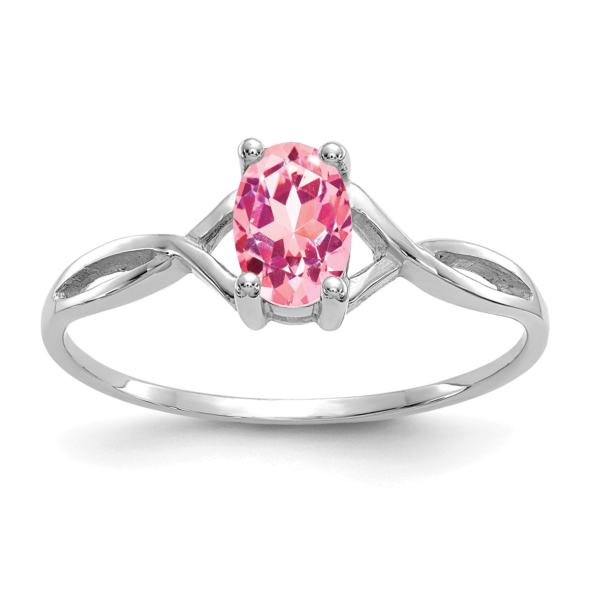 Gemstone Birthstone Ring - 14k White Gold / Tourmaline (Pink)