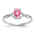 Gemstone Birthstone Ring - 14k White Gold / Tourmaline (Pink)