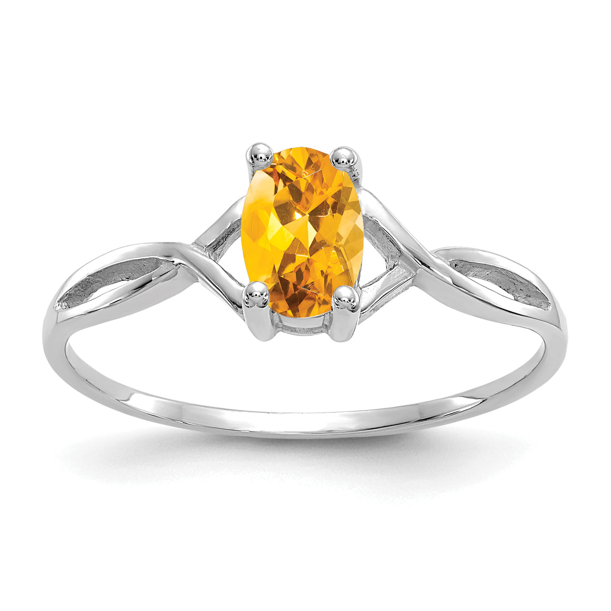 Gemstone Birthstone Ring - 14k White Gold / Citrine