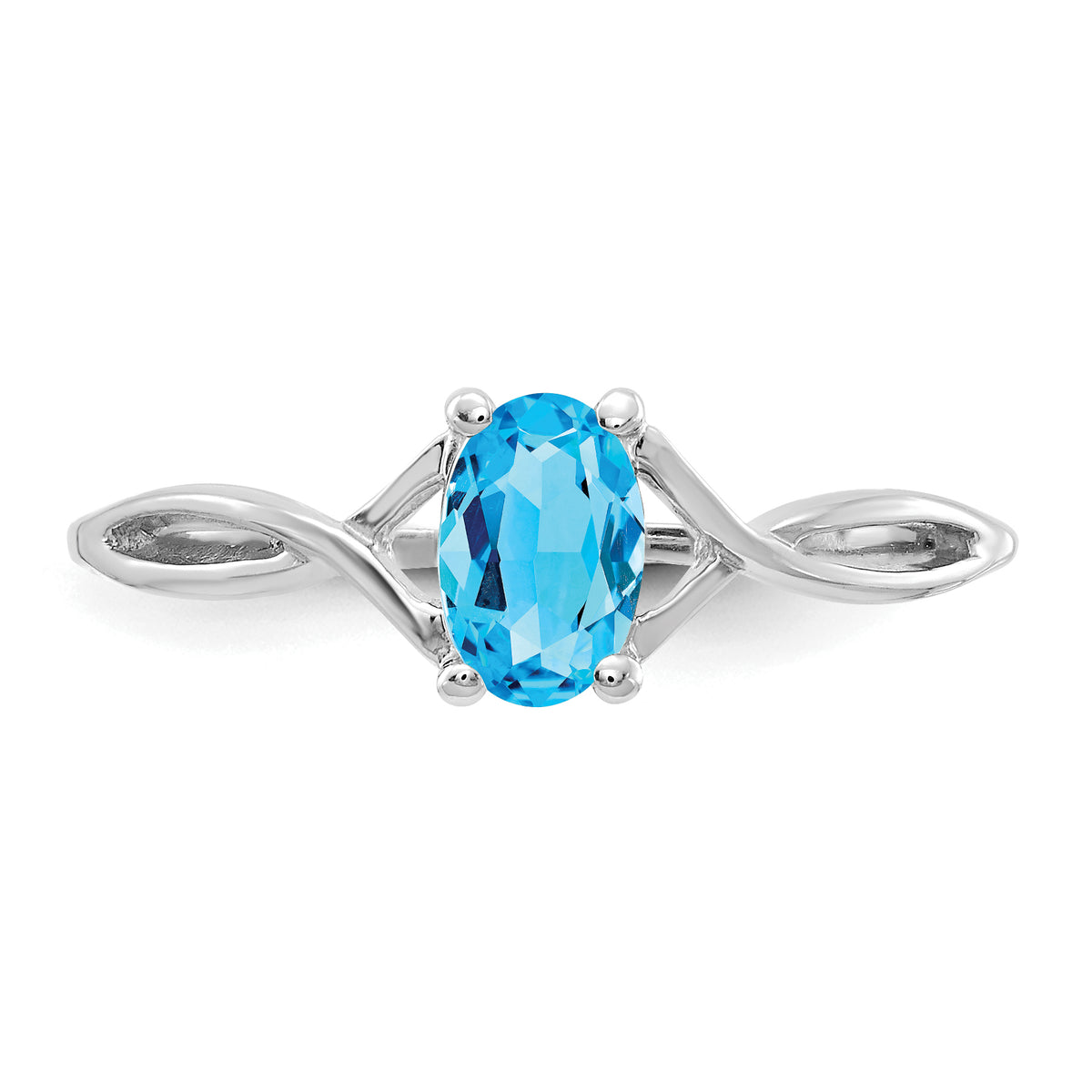 Gemstone Birthstone Ring - 14k White Gold / Topaz (Swiss Blue)