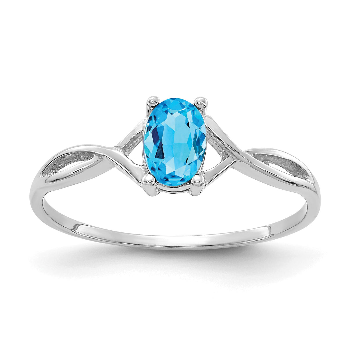 Gemstone Birthstone Ring - 14k White Gold / Topaz (Swiss Blue)