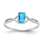 Gemstone Birthstone Ring - 14k White Gold / Topaz (Swiss Blue)