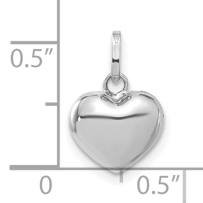 Gold 3D Heart Charm - 14k White Gold