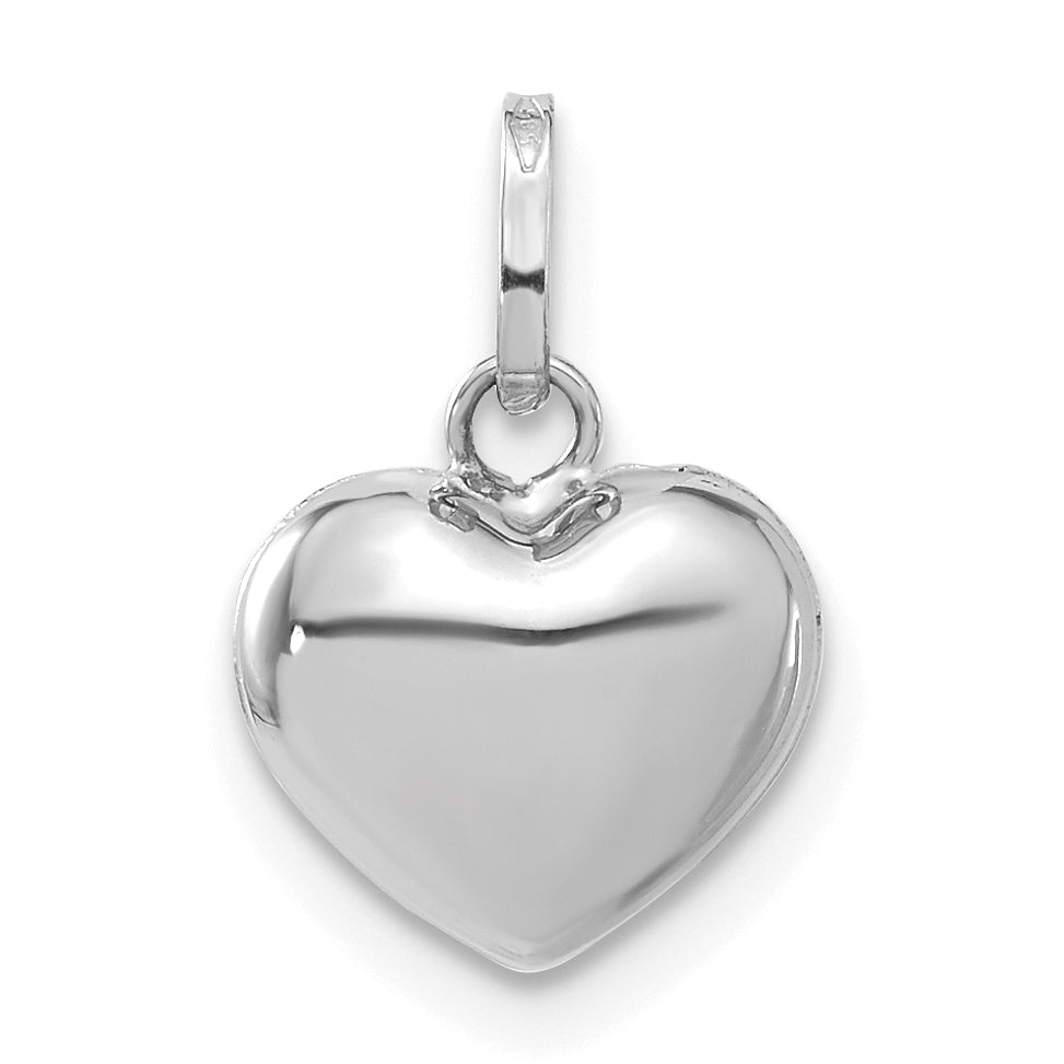 Gold 3D Heart Charm - 14k White Gold#14k White Gold