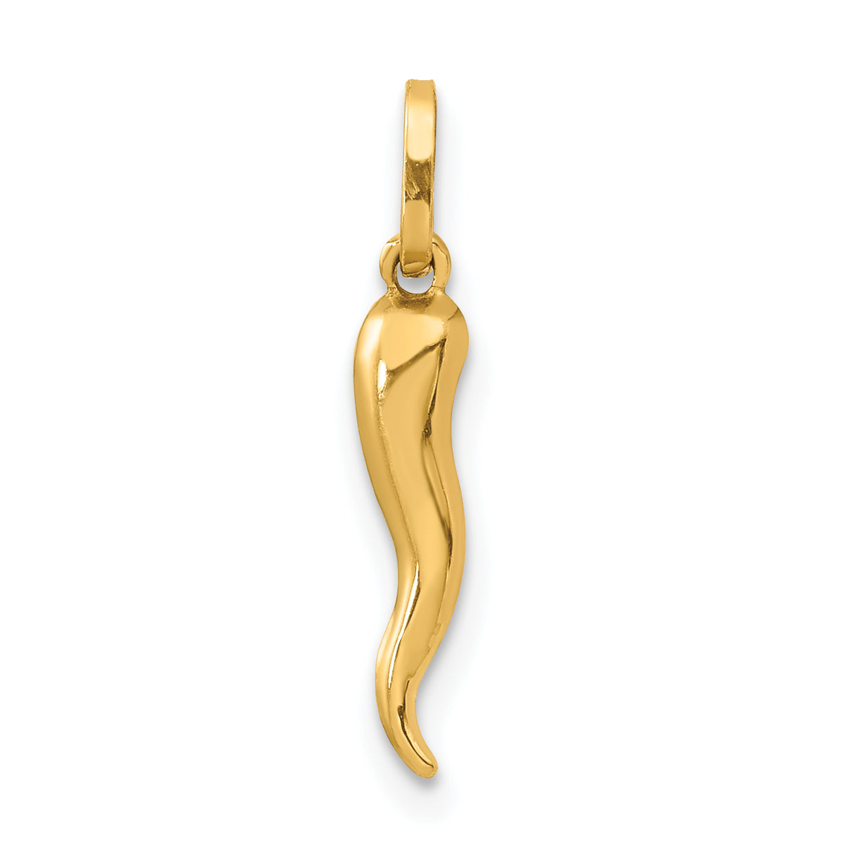 3-D Italian Horn Charm - 14k Yellow Gold