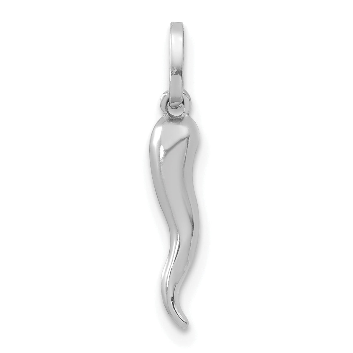 3-D Italian Horn Charm - 14k White Gold