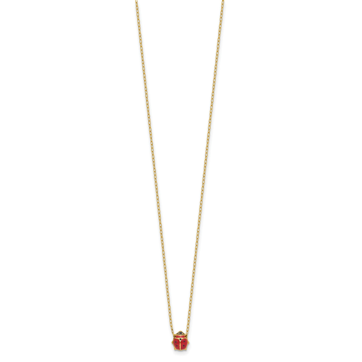 14k Yellow Gold Children's Enameled Ladybug Necklace, 17-18 inch, view 2