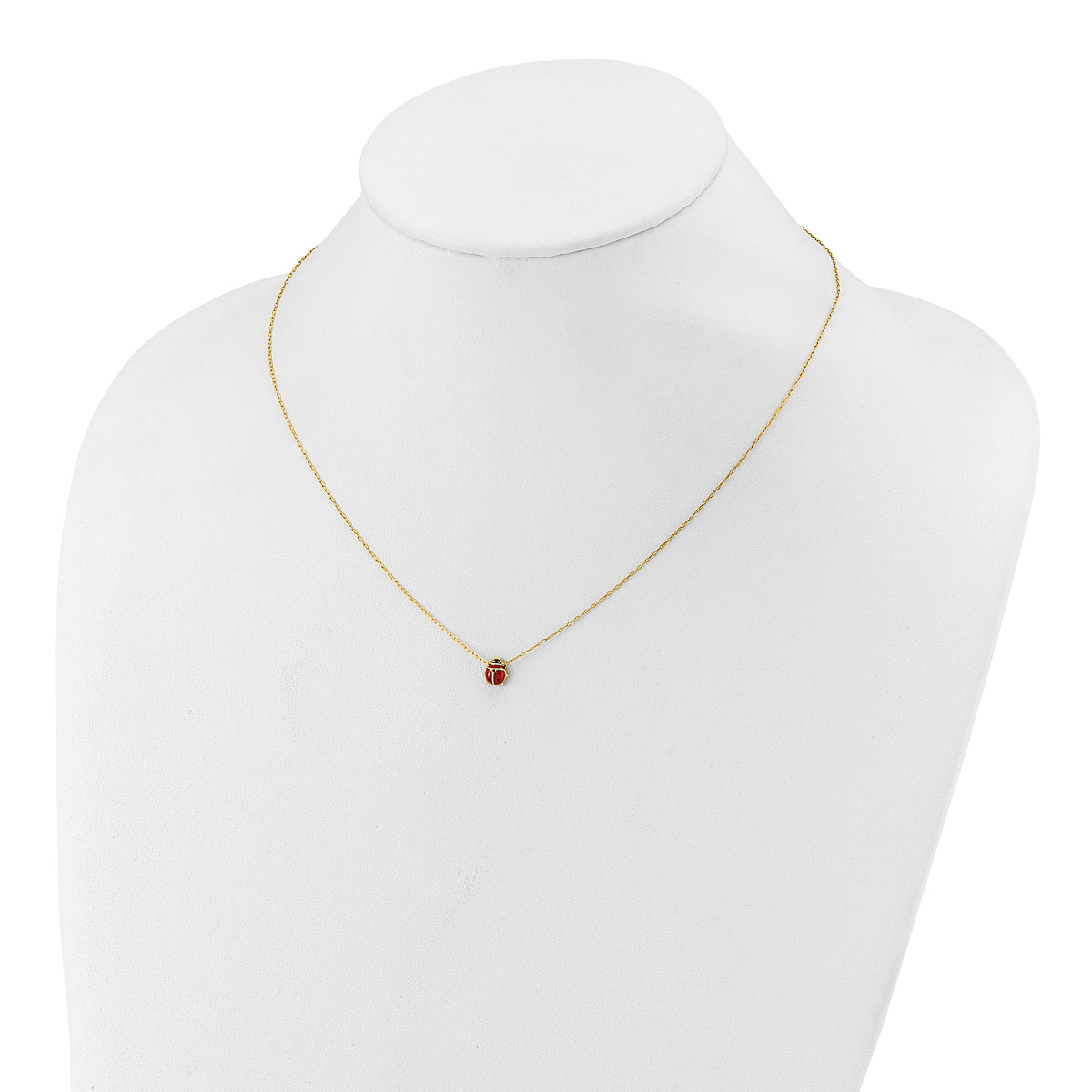 14k Yellow Gold Children's Enameled Ladybug Necklace, 17-18 inch, view 4