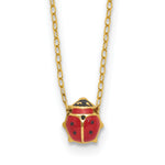 14k Yellow Gold Children's Enameled Ladybug Necklace, 17-18 inch