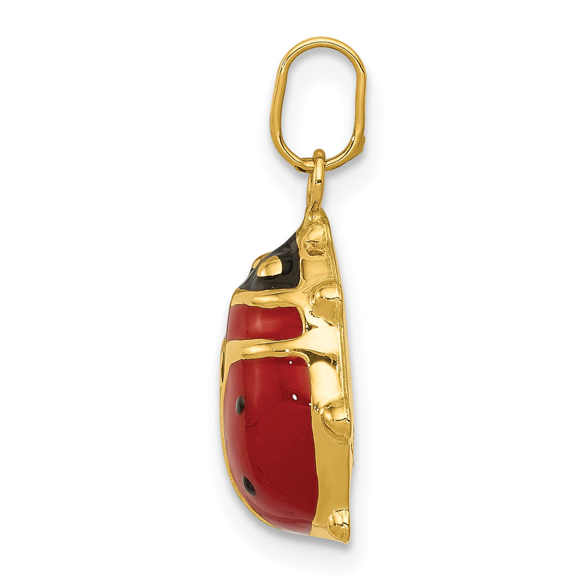 Gold Polished Ladybug Pendant - 11 x 19 mm