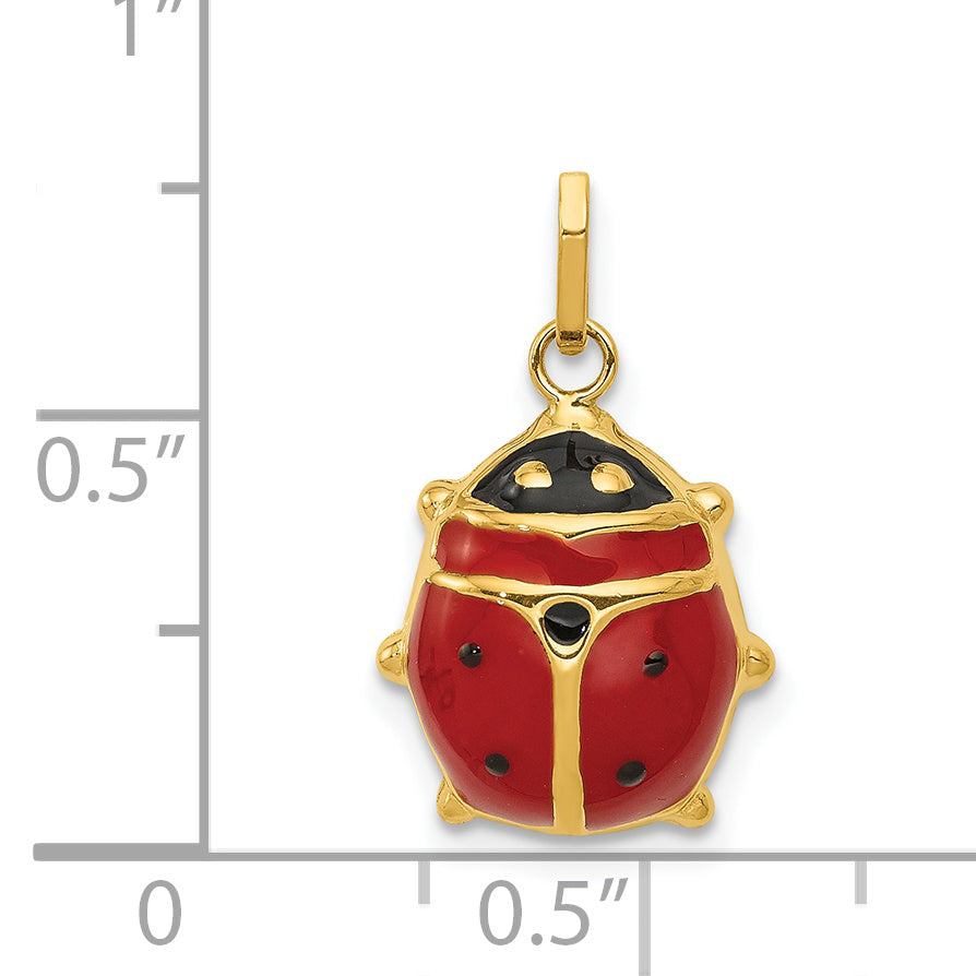 Gold Polished Ladybug Pendant - 11 x 19 mm