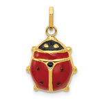 Gold Polished Ladybug Pendant - 11 x 19 mm