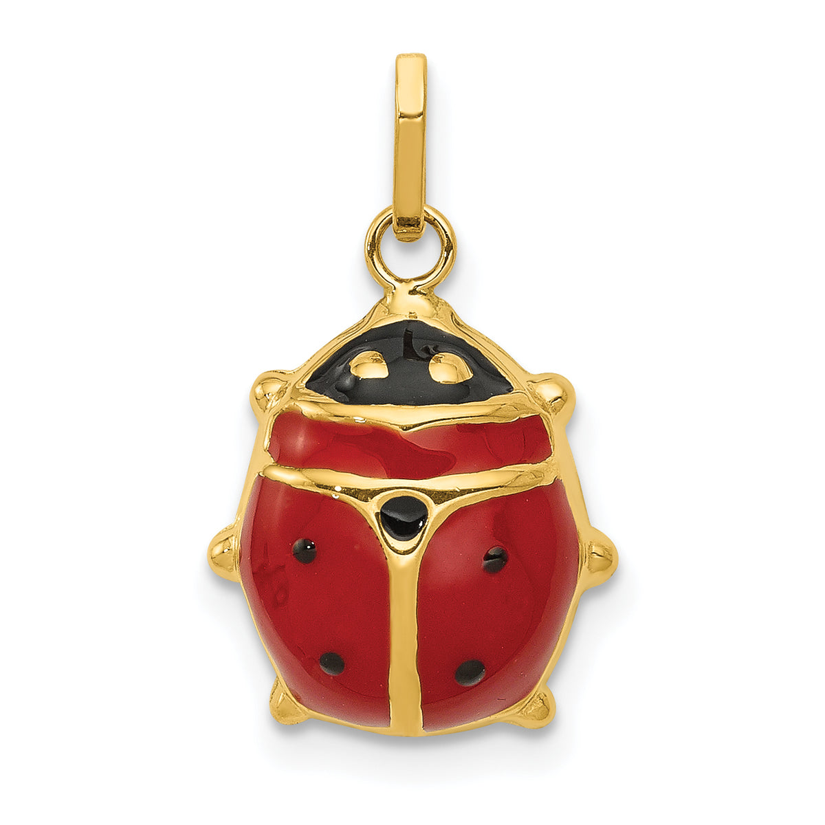 Gold Polished Ladybug Pendant - 11 x 19 mm