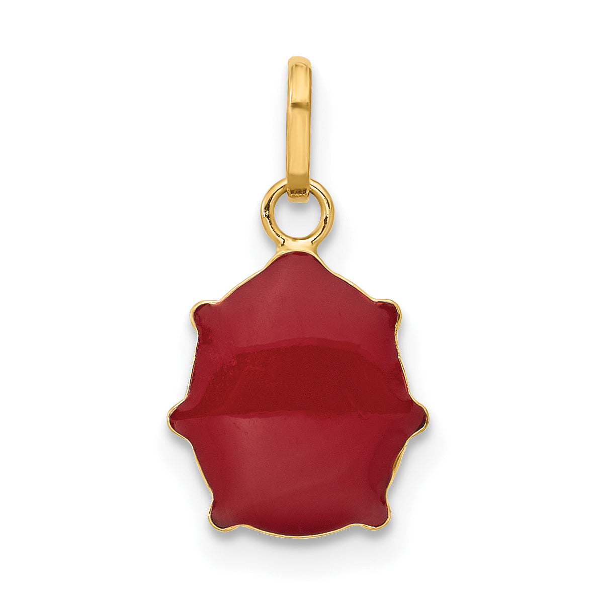 Gold Polished Ladybug Pendant - 9 x 17 mm