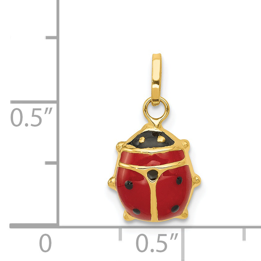 Gold Polished Ladybug Pendant - 9 x 17 mm