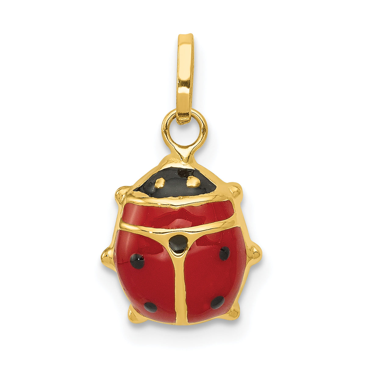 Gold Polished Ladybug Pendant - 9 x 17 mm