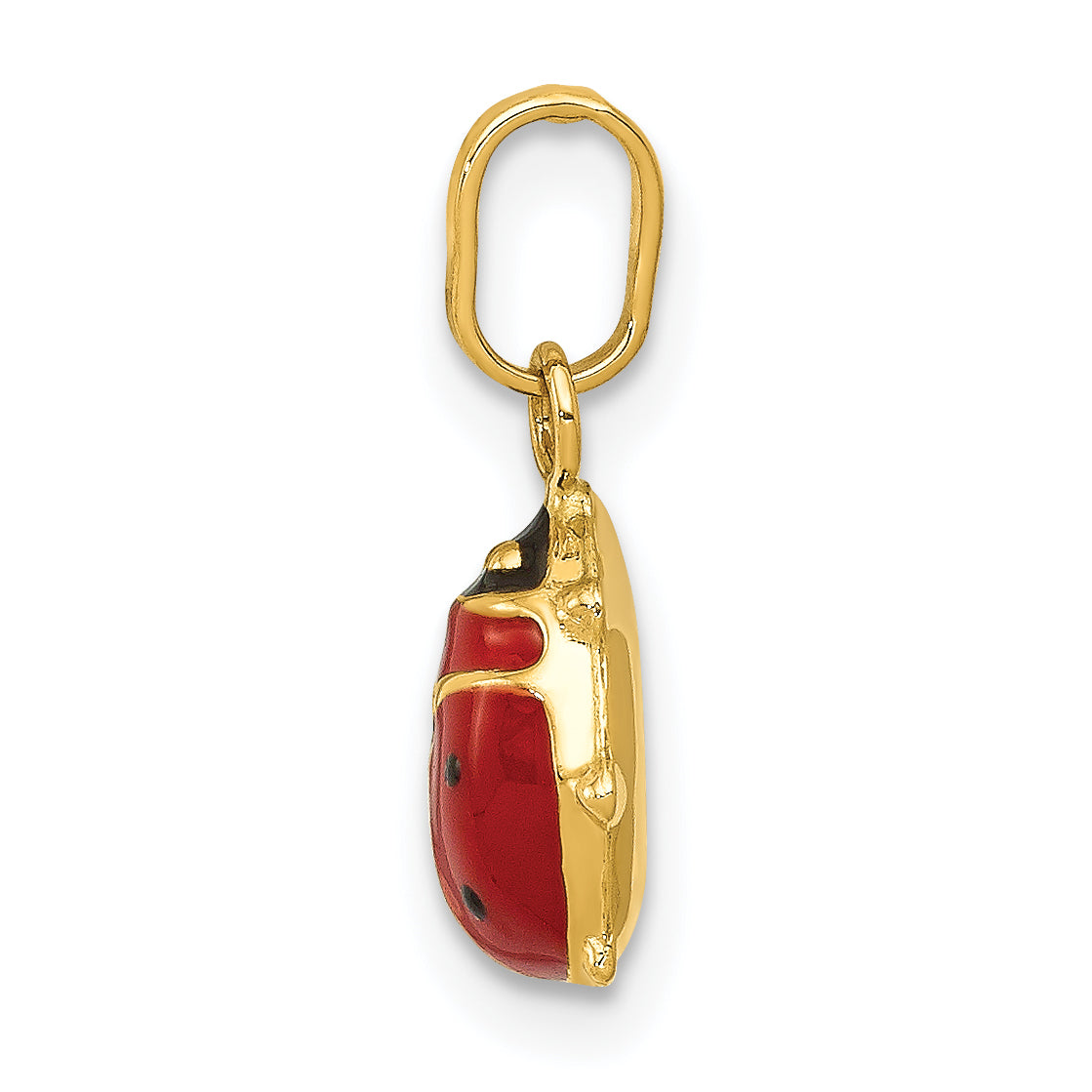 Gold Polished Ladybug Pendant - 7.5 x 14 mm