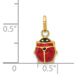 Gold Polished Ladybug Pendant - 7.5 x 14 mm