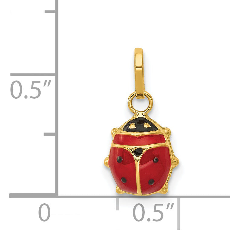 Gold Polished Ladybug Pendant - 7.5 x 14 mm